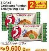 Promo Harga 5 Days Croissant Pandan Srikaya 60 gr - Indomaret
