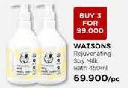 Promo Harga WATSONS Rejuvenating Soy Milk Bath per 3 botol 450 ml - Watsons