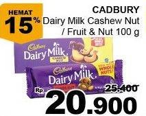 Promo Harga CADBURY Dairy Milk Cashew Nut, Fruit Nut  - Giant