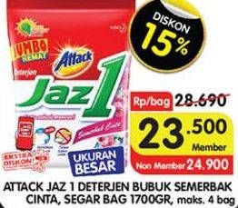 Promo Harga ATTACK Jaz1 Detergent Powder Semerbak Cinta, Pesona Segar 1700 gr - Superindo