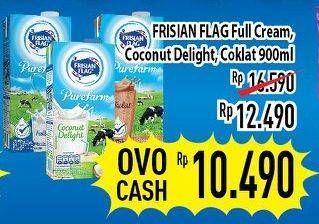 Promo Harga FRISIAN FLAG Susu UHT Purefarm Full Cream, Coconut Delight, Swiss Chocolate 900 ml - Hypermart