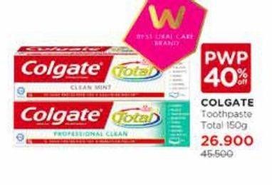 Promo Harga COLGATE Toothpaste Total All Variants 150 gr - Watsons