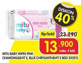 Promo Harga MITU Baby Wipes Pink, Blue 2 pcs - Superindo