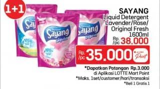 Promo Harga Sayang Liquid Detergent Lavender, Original Fresh, Rose 1600 ml - LotteMart