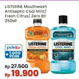 Promo Harga Listerine Mouthwash Antiseptic Cool Mint, Fresh Citrus, Zero 250 ml - Indomaret