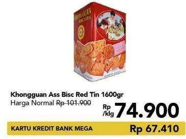 Promo Harga KHONG GUAN Assorted Biscuit Red 1600 gr - Carrefour