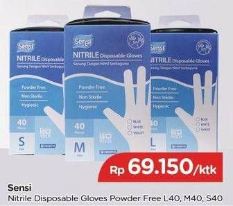 Promo Harga SENSI Nitrile Disposable Gloves L40, M40, S40  - TIP TOP