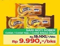 Promo Harga SARI ROTI Manis Sobek Coklat, Coklat Keju, Srikaya 214 gr - TIP TOP