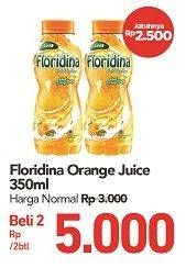 Promo Harga FLORIDINA Juice Pulp Orange per 2 botol 350 ml - Carrefour