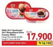 Promo Harga WALLS Ice Cream Chocolate Vanilla With Chocolate Chip, Neopolitana 350 ml - Carrefour