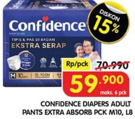 Promo Harga Confidence Adult Pants Tipis & Pas Di Badan M10, L8 8 pcs - Superindo