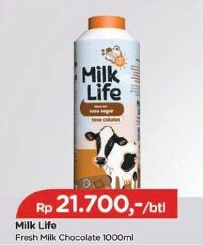 Promo Harga Milk Life Fresh Milk Cokelat 1000 ml - TIP TOP