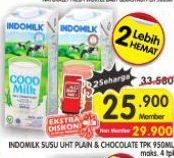 Promo Harga Indomilk Susu UHT Full Cream Plain, Cokelat 950 ml - Superindo