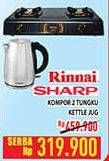 Promo Harga SHARP Kettle Jug/RINNAI Kompor 2 Tungku  - Hypermart