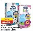 Promo Harga Ultra Mimi Susu UHT Stroberi, Full Cream, Cokelat 125 ml - Alfamart