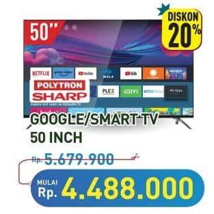 Promo Harga Polytron/Sharp Google/Smart TV 50 Inch  - Hypermart