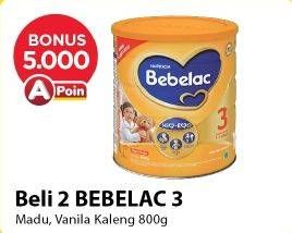 Promo Harga BEBELAC 3 Susu Pertumbuhan Madu, Vanila 800 gr - Alfamart