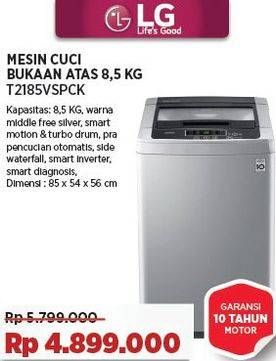 Promo Harga LG T2185VSPCK | Mesin Cuci 8.5kg Top Loading Smart Inverter Turbo Drum  - COURTS