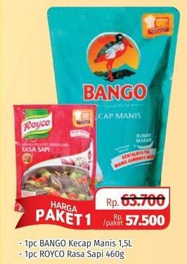 Promo Harga BANGO Kecap Manis 1500ml + ROYCO Penyedap Rasa 460gr  - Lotte Grosir