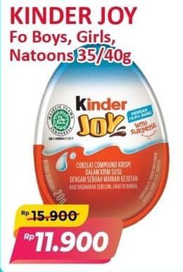 Promo Harga Kinder Joy Chocolate Crispy Girls, Boys, Natoons 20 gr - Alfamart