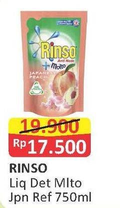 Promo Harga RINSO Anti Noda + Molto Liquid Detergent Japanese Peach 750 ml - Alfamart