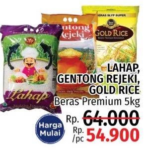 Promo Harga LAHAP/ GENTONG REJEKI/ GOLD RICE Beras Premium 5 kg  - LotteMart
