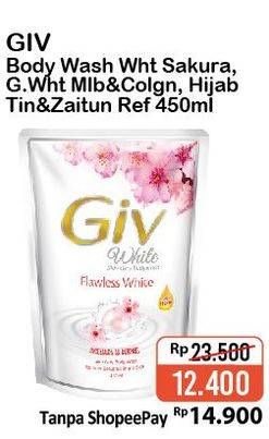 Promo Harga GIV Body Wash Sakura, Glowing White Mulberry Collagen, Hijab Tin Zaitun 450 ml - Alfamart