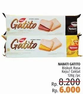 Promo Harga NABATI Gatito Lidah Kucing Cheese, Cokelat 128 gr - LotteMart