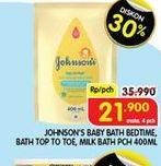 Promo Harga JOHNSONS Baby Bath Bedtime, Bath Top To Toe, Milk Bath 400 mL  - Superindo