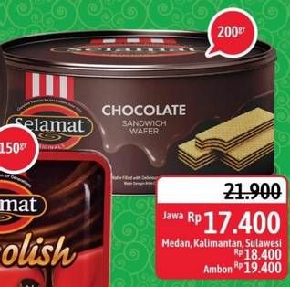 Promo Harga SELAMAT Wafer Chocolate 200 gr - Alfamidi