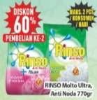 Promo Harga RINSO Anti Noda Deterjen Bubuk + Molto Pink Rose Fresh, Classic Fresh 770 gr - Hypermart