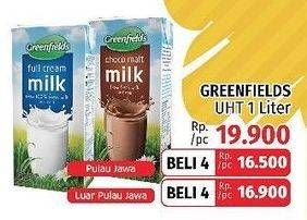 Promo Harga GREENFIELDS UHT Choco Malt, Full Cream 1000 ml - LotteMart