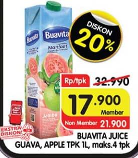 Promo Harga Buavita Fresh Juice Guava, Apple 1000 ml - Superindo