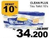 Promo Harga CLEAN PLUS Tisu Toilet 10 roll - Giant