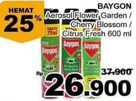 Promo Harga BAYGON Insektisida Spray Flower Garden, Cherry Blossom, Citrus Fresh 600 ml - Giant