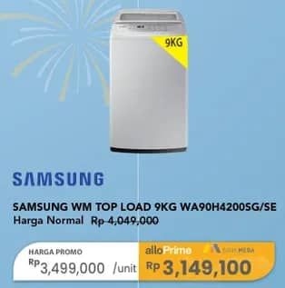 Promo Harga Samsung WA90H4200SG/GY Mesin Cuci Top Loading 9 kg - Carrefour