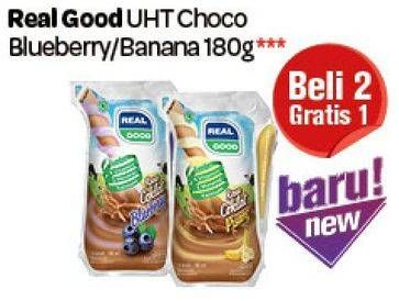 Promo Harga REAL GOOD Susu UHT Choco, Blueberry, Choco Banana 180 ml - Carrefour