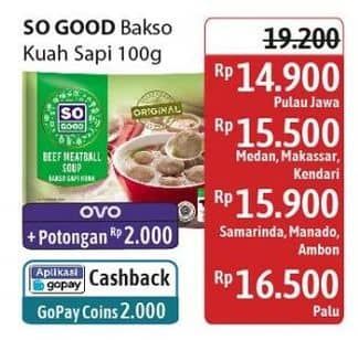 Promo Harga So Good Bakso Kuah Sapi 120 gr - Alfamidi
