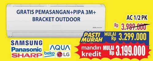 Promo Harga Samsung/Panasonic/Sharp/Aqua/Beko/LG AC 1/2PK  - Hypermart