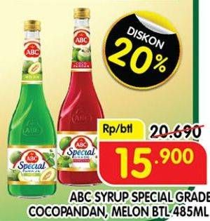 Promo Harga ABC Syrup Special Grade Coco Pandan, Melon 485 ml - Superindo