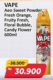 Promo Harga Fumakilla Vape Aerosol Sweet Powder, Fruity Fresh, Floral Bubble, Orange 600 ml - Alfamart