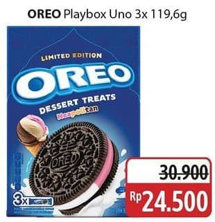 Promo Harga Oreo Biskuit Sandwich Playpack Kartu UNO per 3 pcs 119 gr - Alfamidi