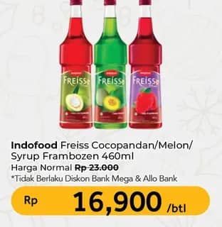 Promo Harga Freiss Syrup Melon, Frambozen, Cocopandan 500 ml - Carrefour