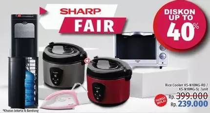 Promo Harga SHARP KS-N18MG | Rice Cooker 1.8ltr  - LotteMart