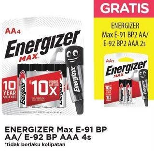 Promo Harga ENERGIZER Battery Alkaline Max AA E91, AAA E92 4 pcs - Alfamart