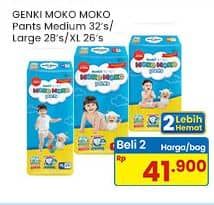 Promo Harga Genki Moko Moko Pants XL26, M32, L28 26 pcs - Indomaret