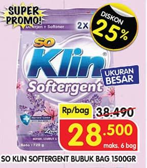 Promo Harga So Klin Softergent 1800 gr - Superindo