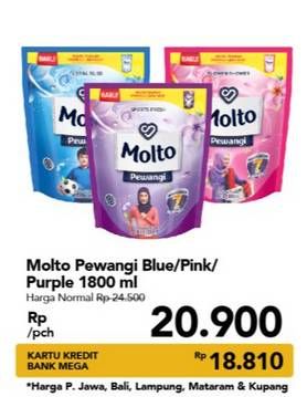 Promo Harga MOLTO Pewangi Blue, Pink, Purple Delight 1800 ml - Carrefour