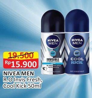 Promo Harga NIVEA MEN Deo Roll On Invisible Fresh, Cool Kick 50 ml - Alfamart