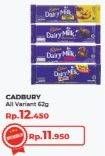 Promo Harga CADBURY Dairy Milk All Variants 62 gr - Yogya